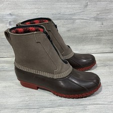 LL Bean Zipper Duck Boots Fleece Plaid Lined Primaloft USA Made Mens Size 10 M picture