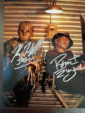 Robert Englund / Kane Hodder Freddy vs Jason Signed 8x10 COA W/Matching Sticker  picture