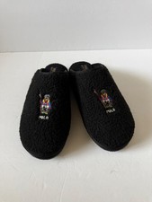 NWOB Polo Ralph Lauren Kayleigh Sherpa Ski Bear Mule Slippers Black Size 10 picture