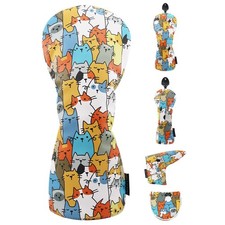 1pc Funny Golf Club Driver Headcover Cartoon Cats PU Leather Golf Head Cover picture