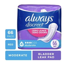 Always Discreet Incontinence Pads Moderate Absorbency, Regular Length 66 ct ✅ picture