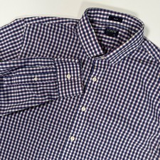 J.Crew Performance Shirt Men Large Slim Fit Navy White Gingham Check Excellent picture