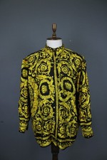 GIANNI VERSACE Multicolor Baroque Crown Filigree Silk Long Sleeve Shirt Size 54 picture