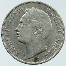 1841 GERMANY Wurttemberg King WILLIAM I Antique 0.3oz Silver Gulden Coin i117660 picture
