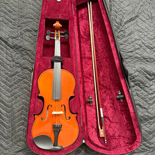 Mendini by Cecilio 4/4 Acoustic Beginner Violin Brown Varnish Maple Bow Case picture