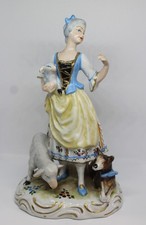 Vintage Wilhelm Rittirsch WR Dresden Germany Porcelain Shepherdess Figurine 7''H picture