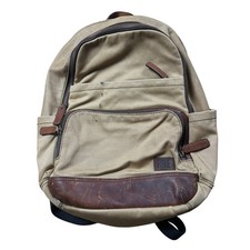 FRYE Carter leather Trim Canvas Backpack Beige Accents Adjustable picture