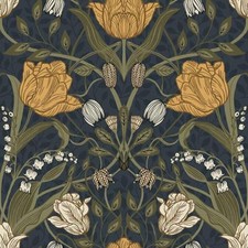 Wallpaper AStreet Fillippa Tulip on Navy Blue Scandinavian Floral, 56 sq ft/bolt picture