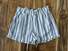 LOFT Shorts Size S Blue and White Striped Drawstring Stretch picture