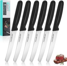 HAUSHOF Steak Knives Set of 6 Serrated Steak Knives Premium Stainless Steel New picture