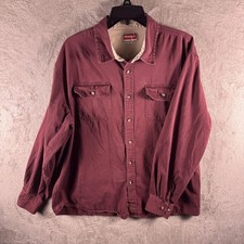 Wrangler Shirt Mens XL Red Solid Twill Button Up Long Sleeve Casual Workwear picture