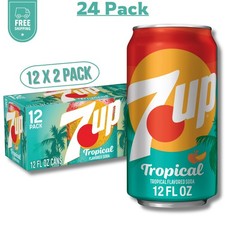 7UP Tropical Caffeine Free Lemon Lime Mango Peach Soda Pop, 12 Fl Oz, 24 Pack picture