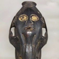 Antique Timor Atoni Boar Skull Scrimshaw Tribal Sculpture 8.5