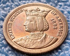 1893 Isabella Commemorative Us Quarter HIGH GRADE BEAUTIFULLY TONED TONING picture