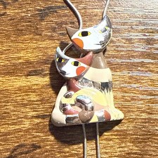 Vintage Rosina Wachtmeister Enamel Cat Pendant Necklace Silver Tone Lasso Chain picture