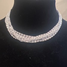 Vtg Sarah Coventry 8 Strand Silver Tone Multi Chain Choker Necklace Mid Century picture