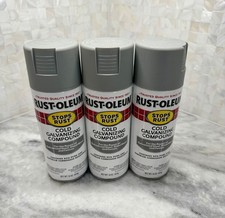 3 Cans Rust-Oleum 7785830 Flat Galvanizing Zinc Compound Stops Rust Spray Paint picture