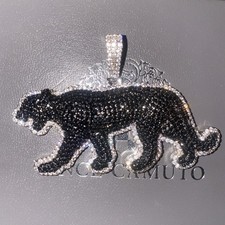 Vince Canute Black Panther VVS Diamond Pendant Necklace 925 Silver Chain picture