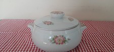Vintage Hall's Superior Rose White Pattern Covered Casserole Dish picture