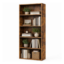 5-Tier Industrial Bookshelves and Bookcases, Tall Floor Standing Open Storage Sh picture