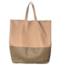 Celine Horizontal Bi Color Cabas Tote Bag Minimalist Quiet Luxury Neutral Purse picture