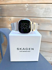 Skagen Mellem Digital Watch Silver Stainless Steel Black Dial New w/ Box Tags picture