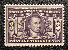 US Stamp, Scott #325, 1904 3c James Monroe, Violet / Mint NH OG picture