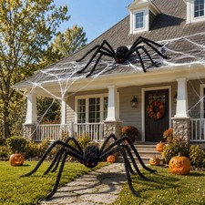 2 Pack 13 ft Giant Spider Halloween Decorations, Black Extra Large Hairy Spider picture