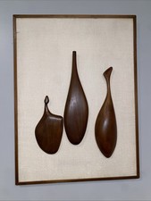 MCM Mid Century Modern Danish Teak Wall Art Sexton Hagenauer Scandinavian Wood picture
