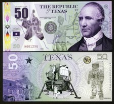 Republic of Texas, $50, Polymer, 2021, UNC Samuel Houston, The Alamo F picture