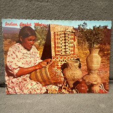 Vtg 1950s Postcard Native American Indian Basket Maker Petley Dexter Press NM picture
