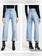 EUC DL1961 Hepburn Distressed High Rise Wide Leg Jeans in Slate picture