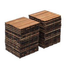 36Pcs Hardwood Interlocking Patio Deck Tiles Wood Flooring DIY Outdoor 12''x12'' picture