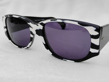 NOS VINTAGE ALAIN MIKLI 6309 1037 BLACK WHITE ZEBRA SUNGLASSES FRANCE PURPLE MOD picture