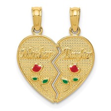 10k Yellow Gold Enameled Mother - Daughter Pendant picture