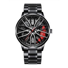 Fashion Men Sports Watches 3d Car Wheel Stainless Steel Band Wrist Watch picture