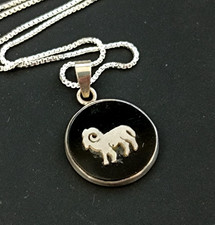 Aries Zodiac Pendant Silver Necklace Ram Symbol April Birthday Men Women Gift picture