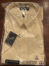 Nwt Stafford Short Sleeve Dress Shirt Mens 18 Yellow  Oxford Button Down picture
