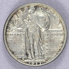 1917-D STANDING LIBERTY QUARTER TYPE 2 AU ALMOST UNCIRCULATED picture
