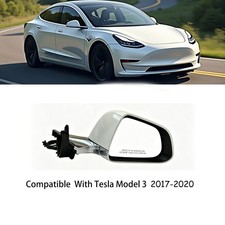 For Tesla Model 3 2017-2020 Right Side Mirror Heated Power Fold White and chrome picture