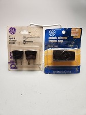 Vintage GE Quick Clamp Plugs 2-Pack & Triple Tap Outlet 10A 125V 1250W NEW picture
