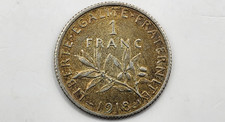 1918 France 1 Franc Silver Coin - KM#844.1 picture