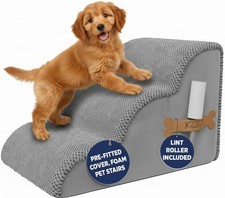 Foam Pet Stairs 3 Step Dog Cat Steps Non-Slip Cover for Bed Couch - Prefixed picture