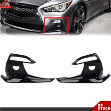 Bumper Fog Light Lamp Cover Black Grille Bezels For 2018-2020 Infiniti Q50 Sport picture