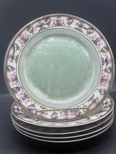 Antique Rudolf Wachter RW Bavaria Plates Set 5 Bird Fruit Floral Green 7.5” picture