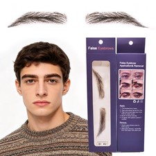 US Seller | Men Handmade Fake Eyebrow Real Human Hair Make up False Eyebrow picture