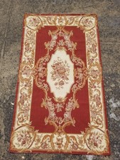 Vintage French Handmade Needlepoint Floral Wool Multicolor Rug 4.5x2.7ft picture