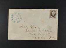 Jan 28 1850's USA Scott # 1 Used Stamp on Cover 19th Century USA Baltimore MD-PA picture