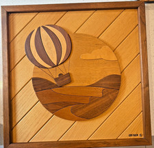 Vintage Dave Criner Limited Edition Wood Inlay Hot Air Balloon Handmade Artwork picture