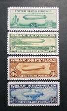 US Scott #C13, C14, C15, & C18 1930/33 Graf Zeppelin Air Mail Stamp Replica Set  picture